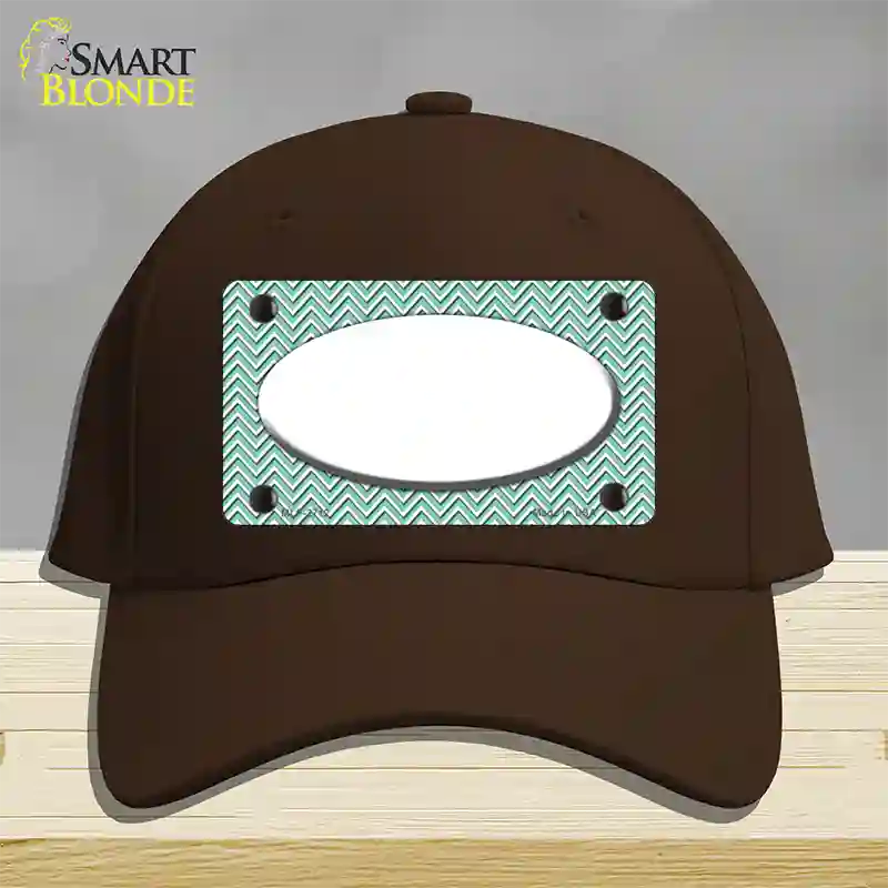 Mint White Chevon White Center Oval Novelty License Plate Hat Cotton / Dark Brown