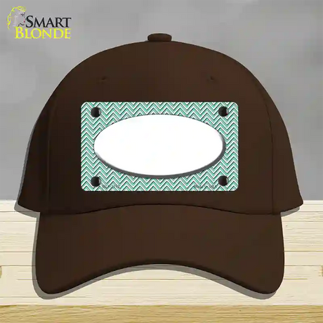 Mint White Chevon White Center Oval Novelty License Plate Hat Cotton / Dark Brown