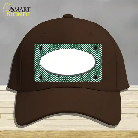 Green White Chevon White Center Oval Novelty License Plate Hat Cotton / Dark Brown