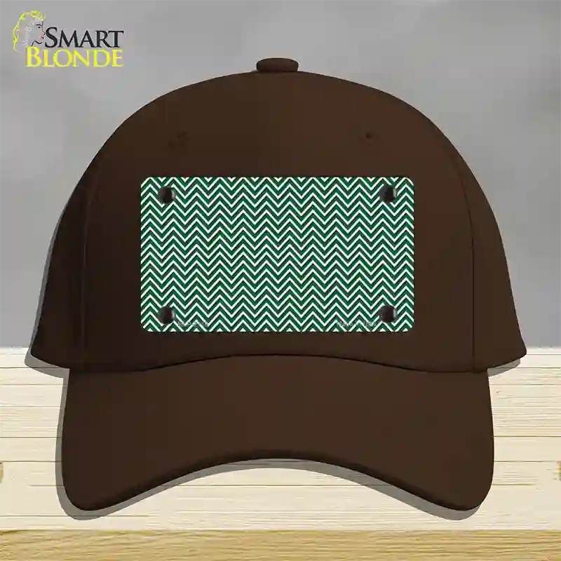 Green White Chevron Novelty License Plate Hat Cotton / Dark Brown