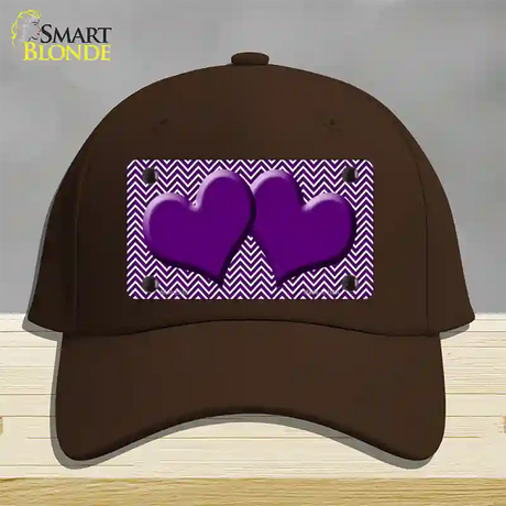 Purple White Chevron Purple Center Hearts Novelty License Plate Hat Cotton / Dark Brown