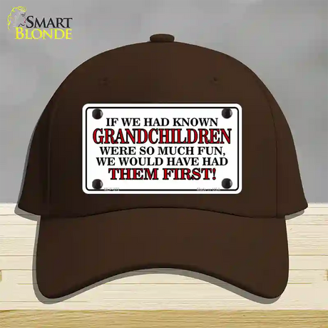 Grandchildren First Novelty License Plate Hat Cotton / Dark Brown