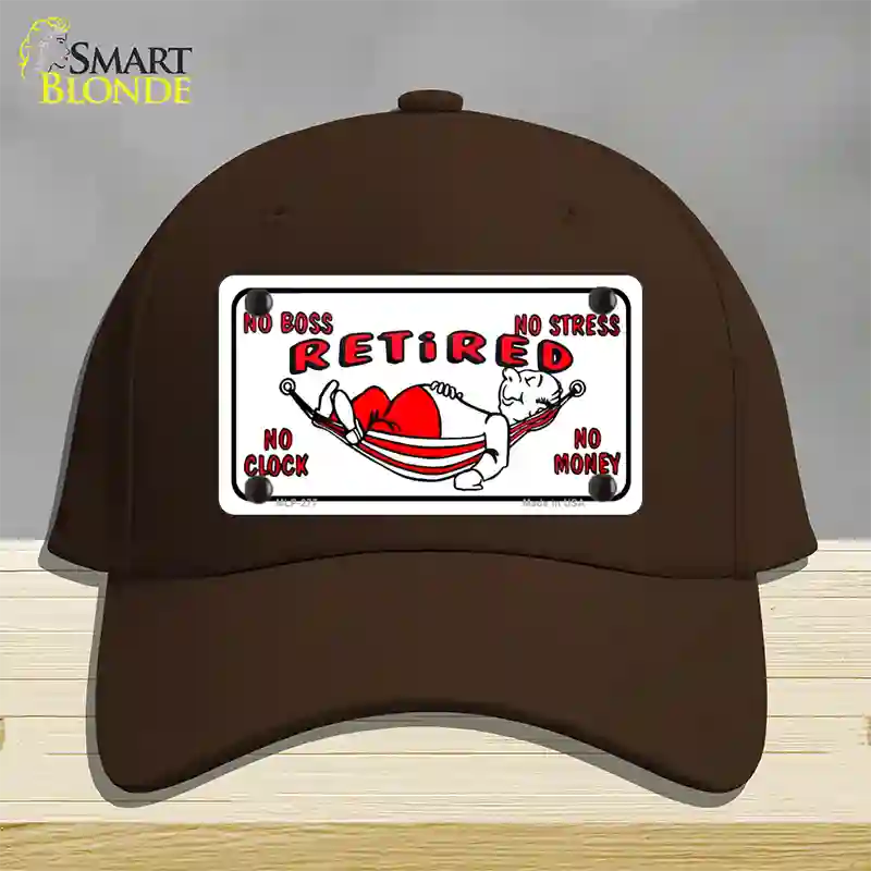 Retired With Hammock Novelty License Plate Hat Cotton / Dark Brown