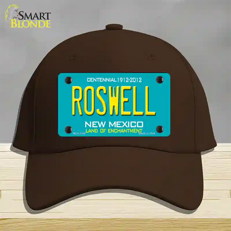 Roswell New Mexico Teal Novelty License Plate Hat Cotton / Dark Brown