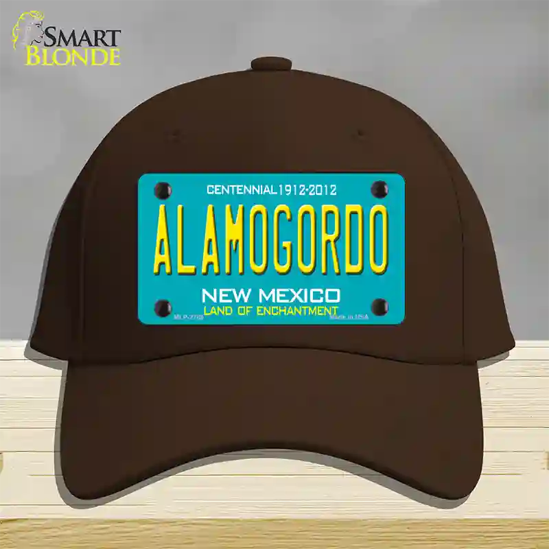 Alamogordo New Mexico Teal Novelty License Plate Hat Cotton / Dark Brown