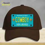 Cowboy New Mexico Teal Novelty License Plate Hat Cotton / Dark Brown