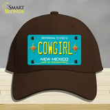 Cowgirl New Mexico Teal Novelty License Plate Hat Cotton / Dark Brown