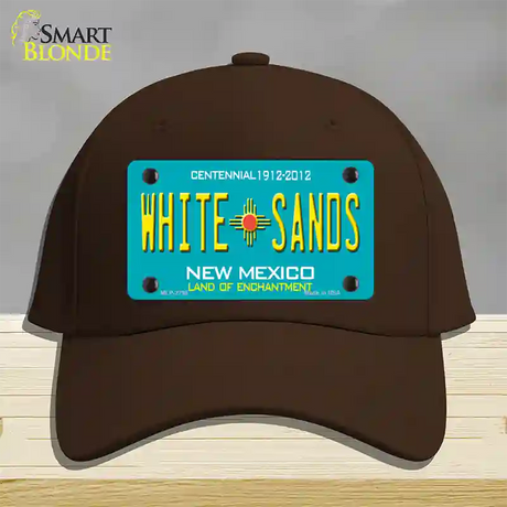 White Sands New Mexico Teal Novelty License Plate Hat Cotton / Dark Brown