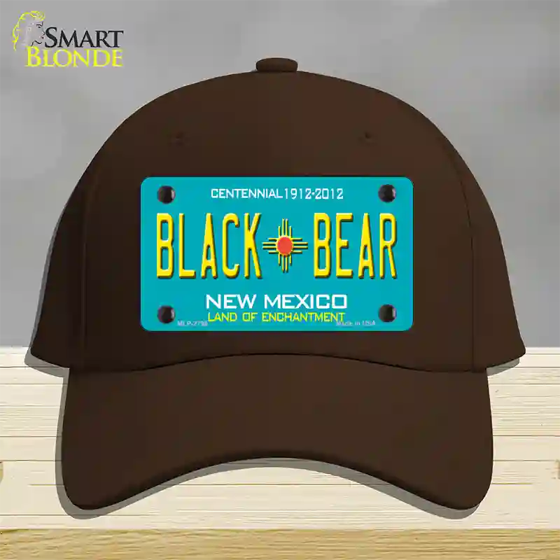 Black Bear New Mexico Teal Novelty License Plate Hat Cotton / Dark Brown