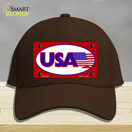 USA American Flag Vanity Novelty License Plate Hat Cotton / Dark Brown