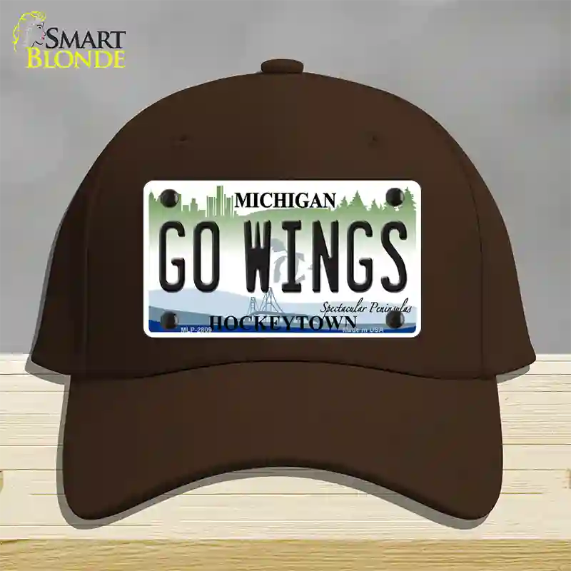 Go Wings Michigan State Novelty License Plate Hat Cotton / Dark Brown