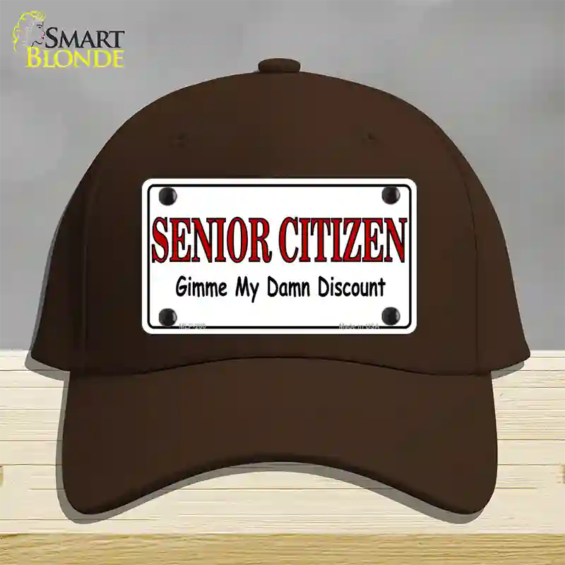 Senior Citizen Discount Novelty License Plate Hat Cotton / Dark Brown