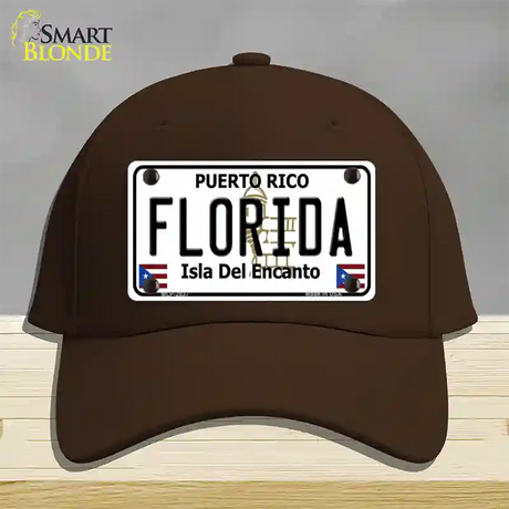 Florida Puerto Rico Novelty License Plate Hat Cotton / Dark Brown