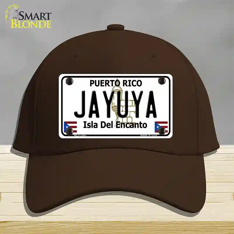 Jayuya Puerto Rico Novelty License Plate Hat Cotton / Dark Brown