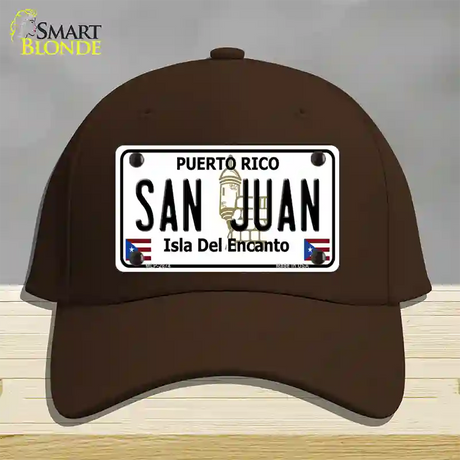 San Juan Puerto Rico Novelty License Plate Hat Cotton / Dark Brown