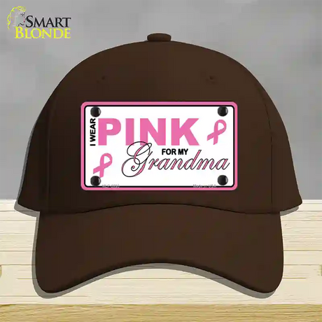 Pink For Grandma Novelty License Plate Hat Cotton / Dark Brown