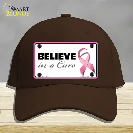 Believe In A Cure Novelty License Plate Hat Sign Cotton / Dark Brown