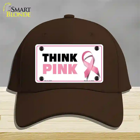 Think Pink Novelty License Plate Hat Sign Cotton / Dark Brown