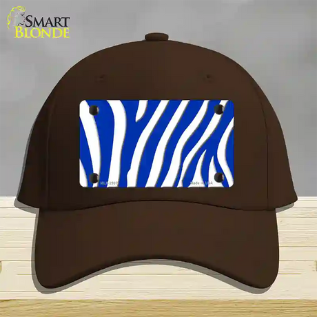 Blue White Zebra Novelty License Plate Hat Cotton / Dark Brown