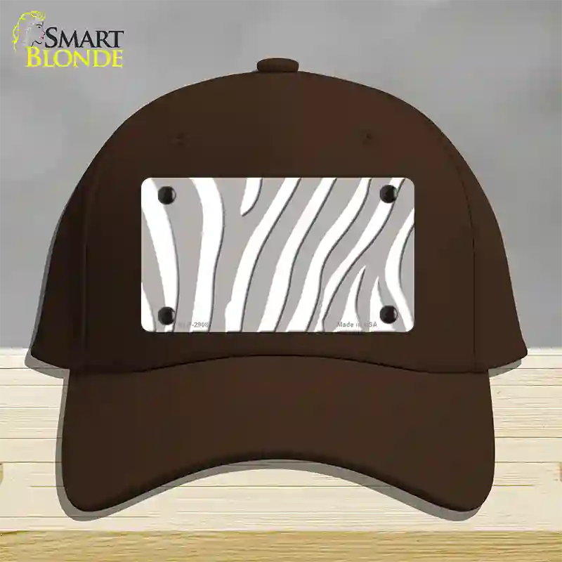 Grey White Zebra Novelty License Plate Hat Cotton / Dark Brown