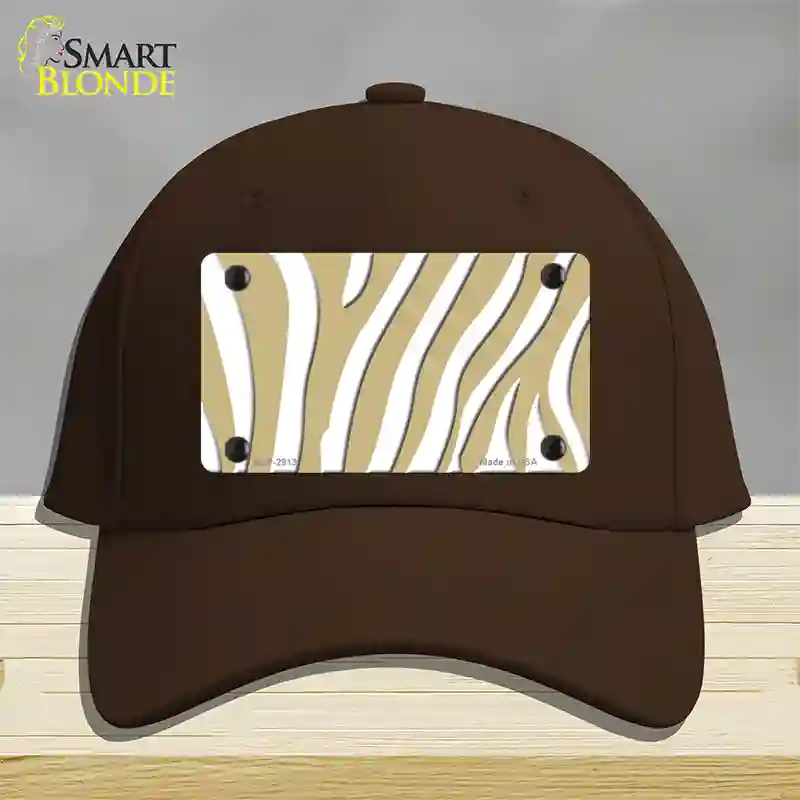 Gold White Zebra Novelty License Plate Hat Cotton / Dark Brown