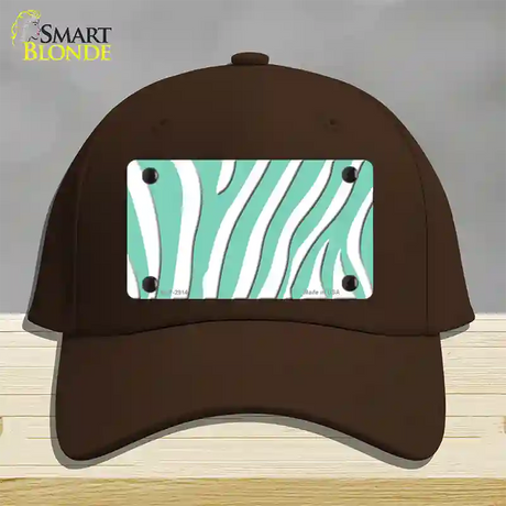 Mint White Zebra Novelty License Plate Hat Cotton / Dark Brown