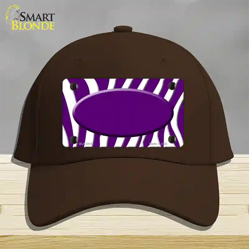 Purple White Zebra Purple Center Oval Novelty License Plate Hat Cotton / Dark Brown