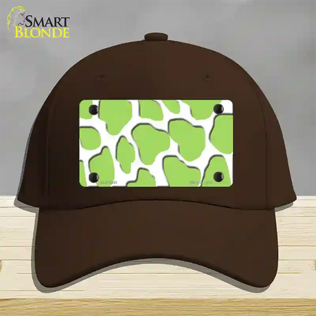 Lime Green White Giraffe Novelty License Plate Hat Cotton / Dark Brown