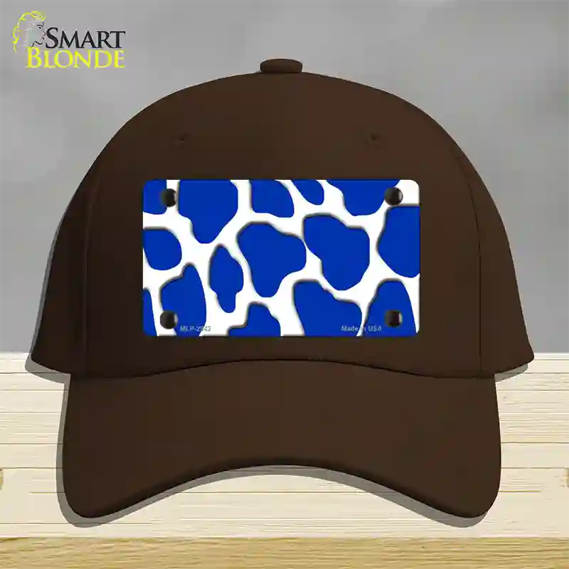 Blue White Giraffe Novelty License Plate Hat Cotton / Dark Brown