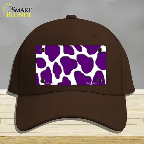 Purple White Giraffe Novelty License Plate Hat Cotton / Dark Brown