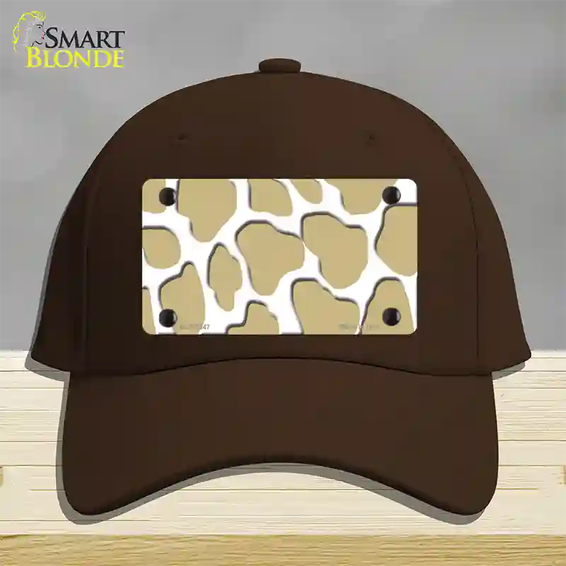 Gold White Giraffe Novelty License Plate Hat Cotton / Dark Brown