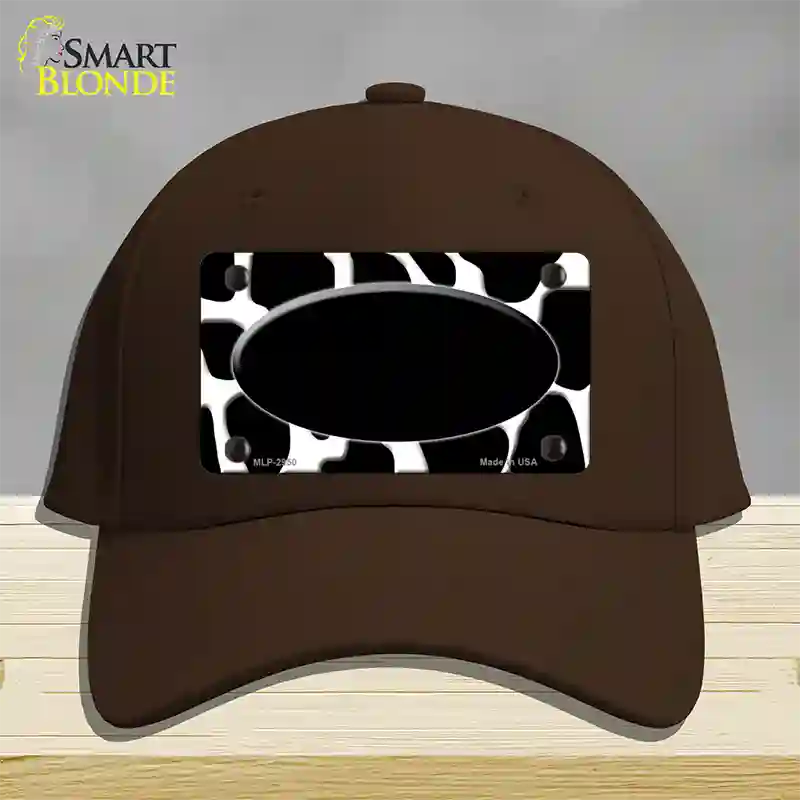 Black White Giraffe Black Center Oval Novelty License Plate Hat Cotton / Dark Brown