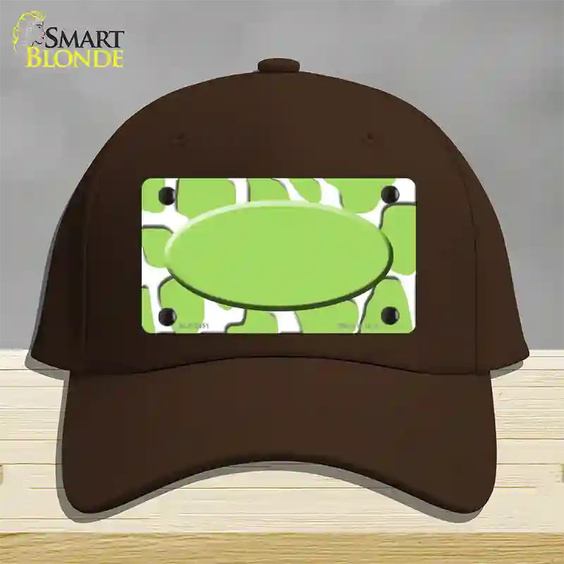 Lime Green White Giraffe Lime Green Center Oval Novelty License Plate Hat Cotton / Dark Brown