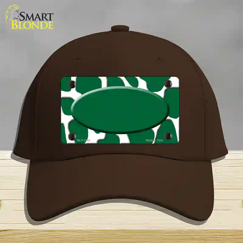 Green White Giraffe Green Center Oval Novelty License Plate Hat Cotton / Dark Brown