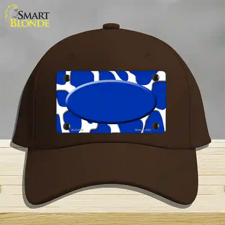 Blue White Giraffe Blue Center Oval Novelty License Plate Hat Cotton / Dark Brown