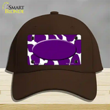 Purple White Giraffe Purple Center Oval Novelty License Plate Hat Cotton / Dark Brown