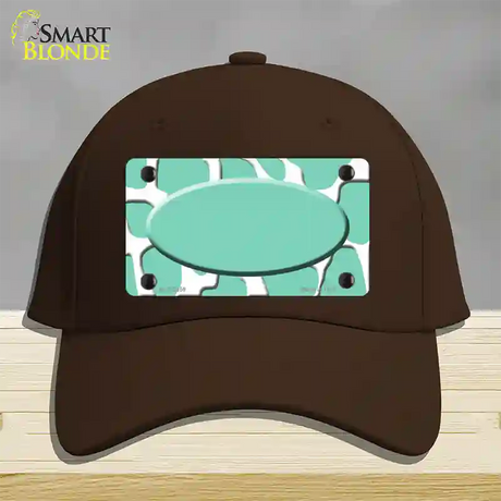 Mint White Giraffe Mint Center Oval Novelty License Plate Hat Cotton / Dark Brown