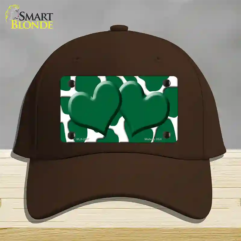 Green White Giraffe Green Centered Hearts Novelty License Plate Hat Cotton / Dark Brown