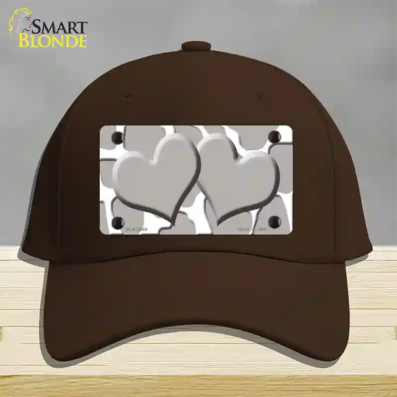 Grey White Giraffe Grey Centered Hearts Novelty License Plate Hat Cotton / Dark Brown