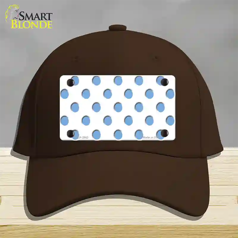 Light Blue White Polka Dot Novelty License Plate Hat Cotton / Dark Brown