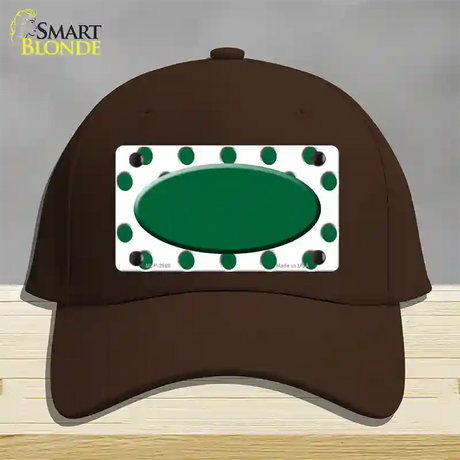 Green White Polka Dot Green Center Oval Novelty License Plate Hat Cotton / Dark Brown