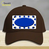 Blue White Polka Dot Blue Center Oval Novelty License Plate Hat Cotton / Dark Brown