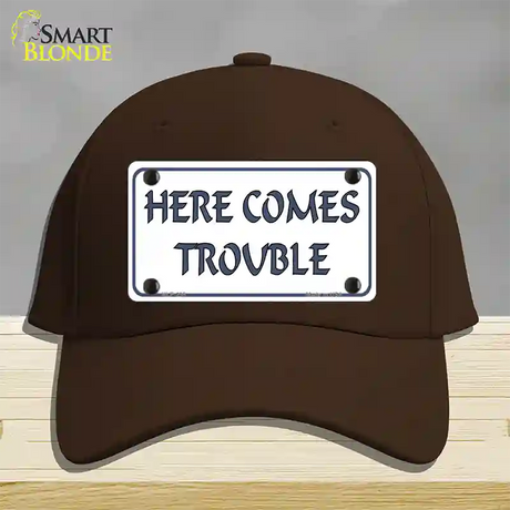 Here Comes Trouble Novelty License Plate Hat Cotton / Dark Brown