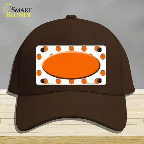 Orange White Polka Dot Orange Center Oval Novelty License Plate Hat Cotton / Dark Brown