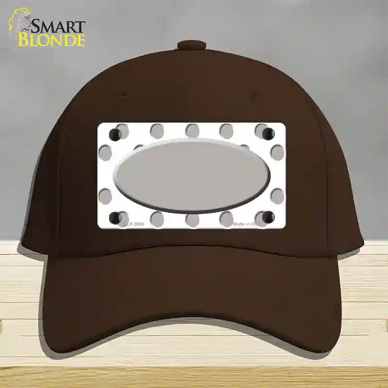 Grey White Polka Dot Grey Center Oval Novelty License Plate Hat Cotton / Dark Brown