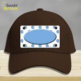 Light Blue White Polka Dot Light Blue Center Oval Novelty License Plate Hat Cotton / Dark Brown