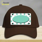 Mint White Polka Dot Teal Center Oval Novelty License Plate Hat Cotton / Dark Brown