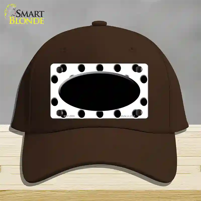 Black White Polka Dot Black Center Oval Novelty License Plate Hat Cotton / Dark Brown