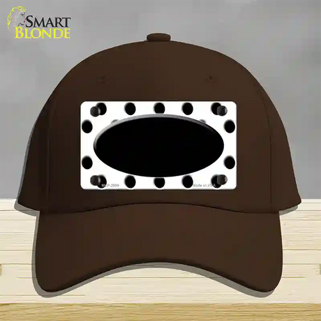 Black White Polka Dot Black Center Oval Novelty License Plate Hat Cotton / Dark Brown