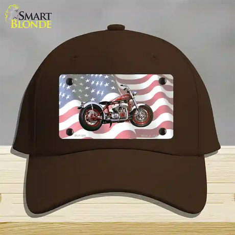 Indian Motorcycle American Flag Novelty License Plate Hat Cotton / Dark Brown